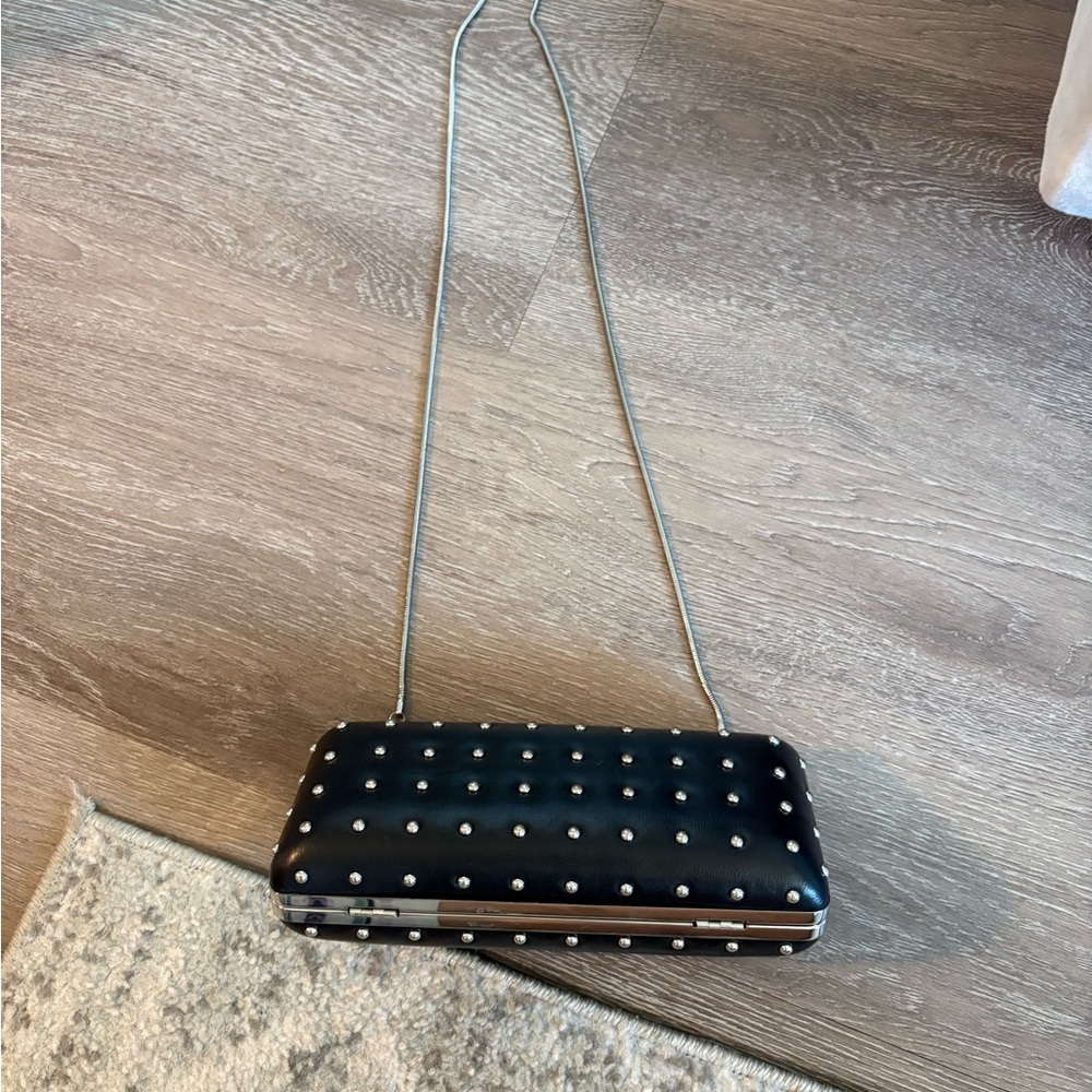 Black Studded Crossbody Clutch Bag